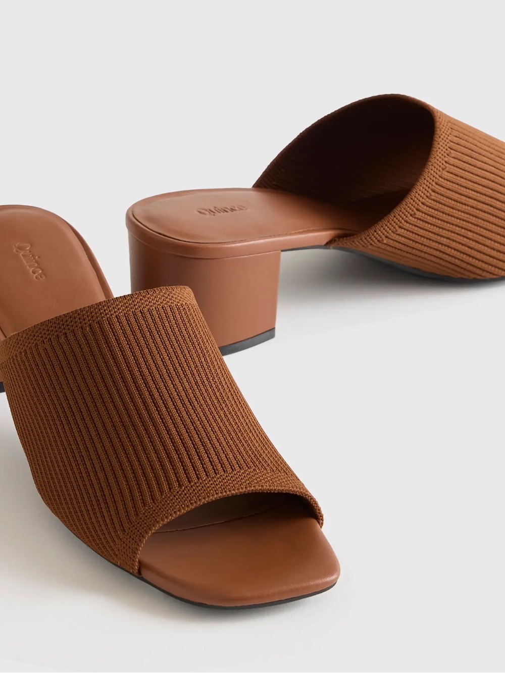 Italian Leather & Eco Knit Heeled Mule